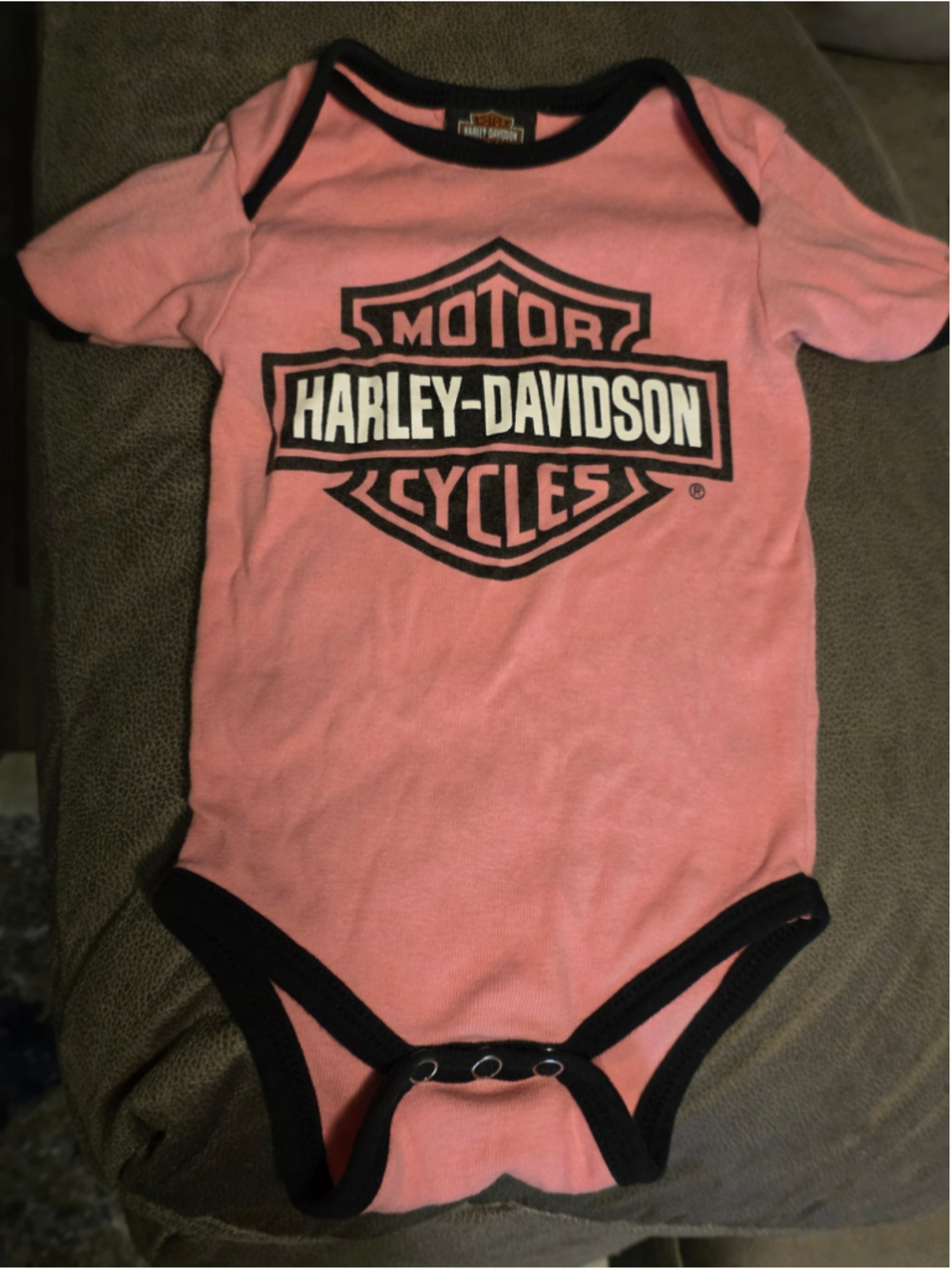 Baby Harley-Davidson Bodysuit 3-6 Months Pink Black